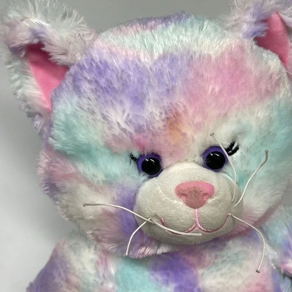 Build a Bear Rainbow Pastel Tie Dye Kitty Cat Plush ~18